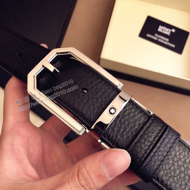MONTBLANC皮帶 萬寶龍米蘭時裝周新款 專櫃原單 MONTBLANC男士牛皮腰帶  xfp2130